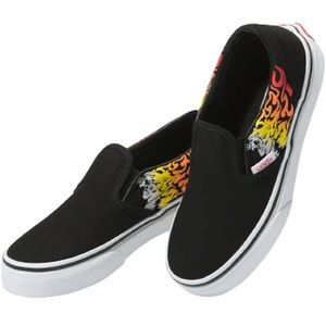 Vans classic slip ons flames